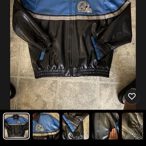 DETROIT LIONS OFFICIAL NFL LEATHER STADIUM COAT XL AUTOGRAPHED GREAT CONDITION